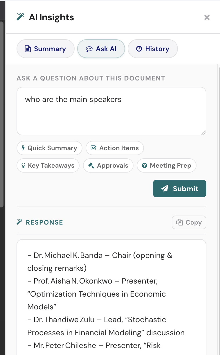 BoardFusion ask AI document query view